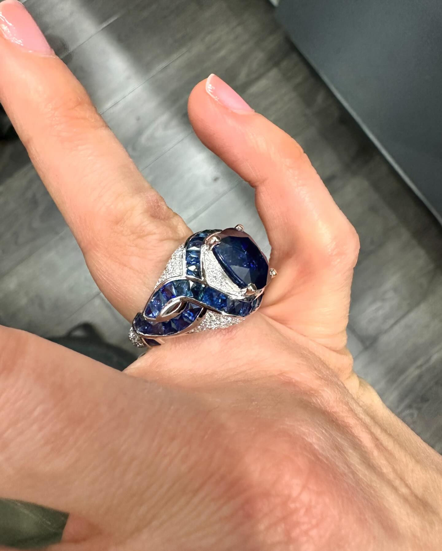 6.3ct Cushion Cut Sapphire Ring