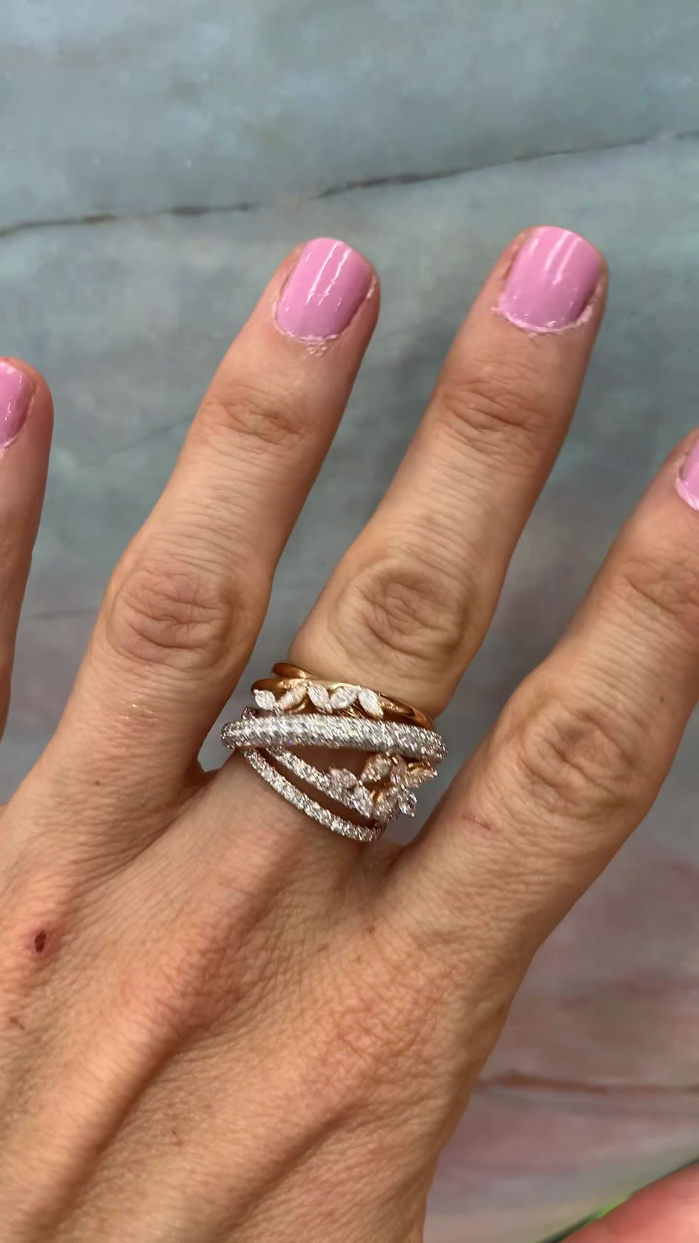Thumbnail: Rose Gold and Diamond Flower Ring