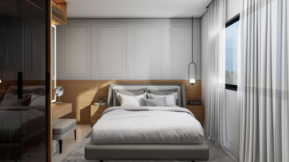 projeto de interiores de dormitório de apartamento pequeno