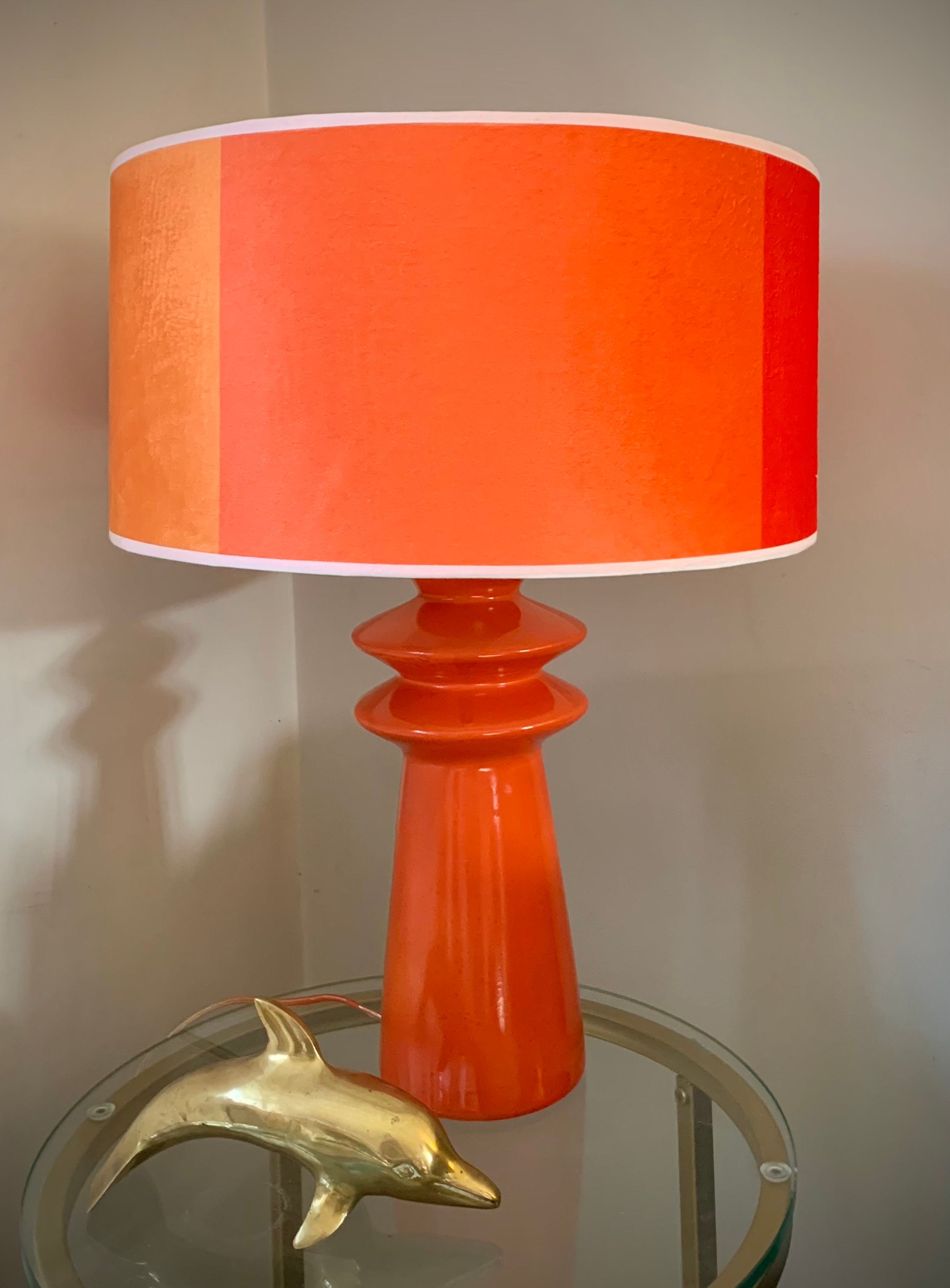 ORANGE STRIPE LAMPSHADE