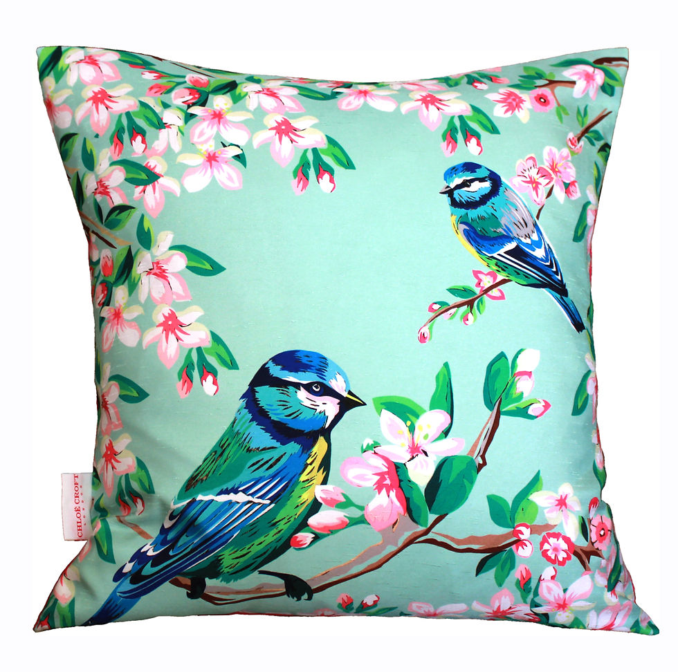 Thumbnail: BLUE TITS AND FLOWERS CUSHION