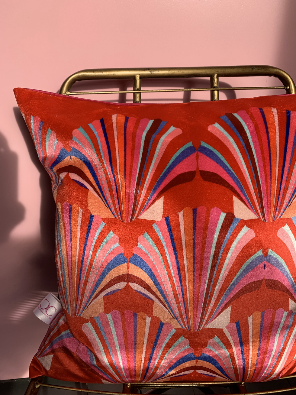 Thumbnail: POPPY RED VELVET  SHELL CUSHION