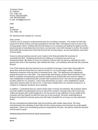 Business Loan Request Letter