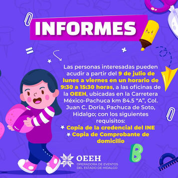 No te pierdas la #ExpoVentaRegresoAClases del 16 al 18 de agosto en la Plaza de Toros Monumental Vicente Segura. Expositores inscríbanse desde el 9 de julio en la OEEH Carretera México Pachuca km 84.5