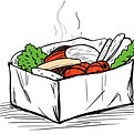create a very very simple just sketched imaged of a packaged dinner just the dinner no dri