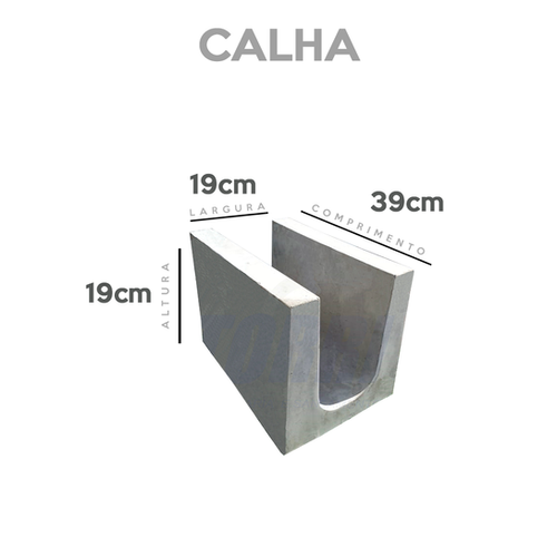 Calha De 19 Polegadas Calha 19x19x39 cm | JP Pré-moldados