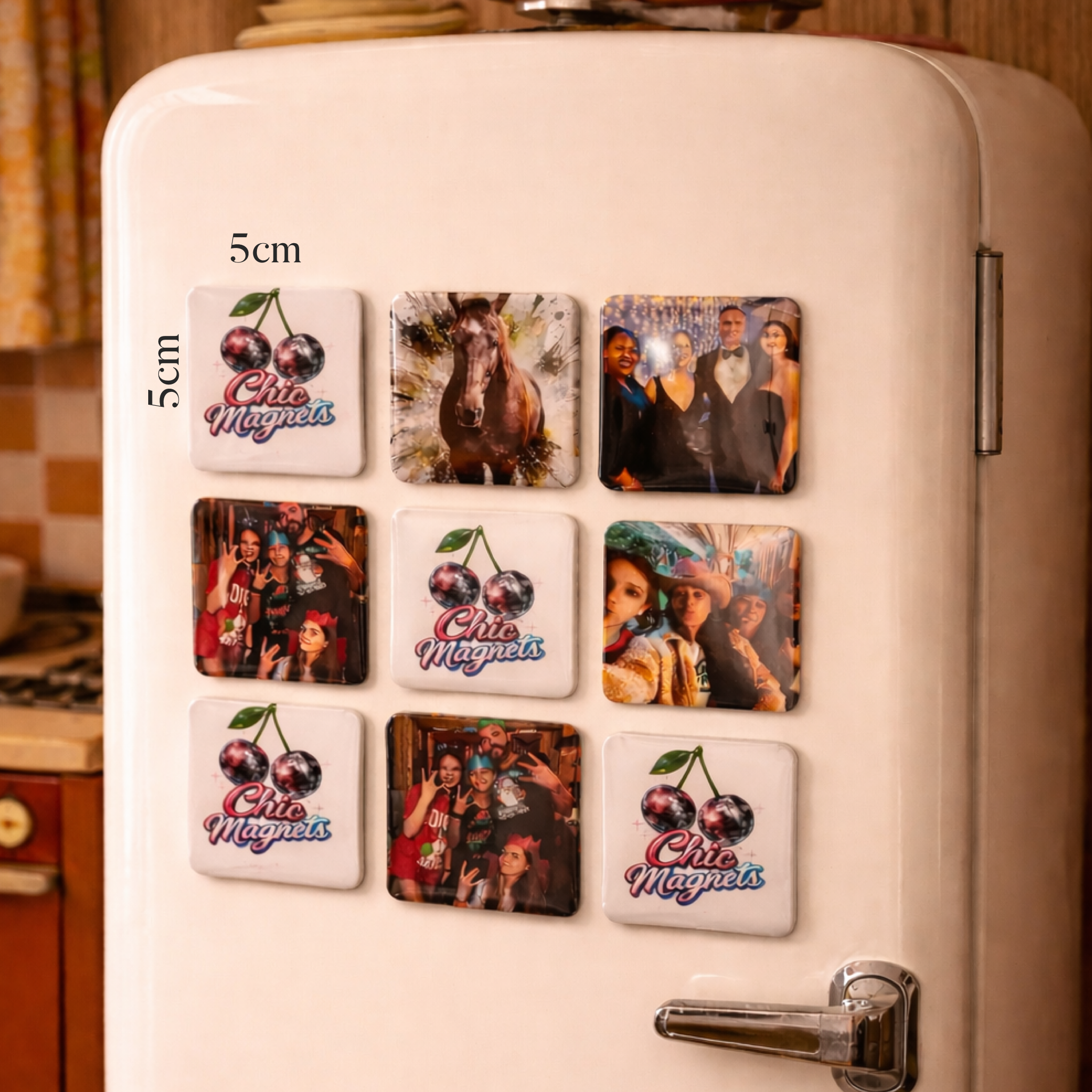 Square Fridge Magnets set of 9