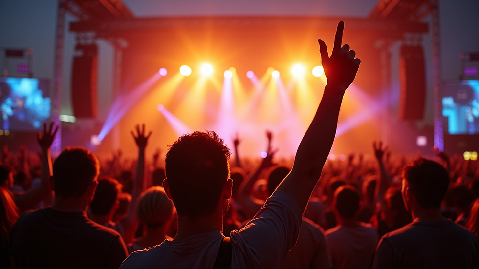 High angle view of the crowd enjoying a music festival