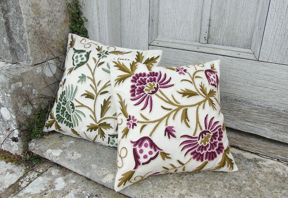 Thumbnail: crewel work cushion covers hand made for Chandni Chowk in Kashmir gift present