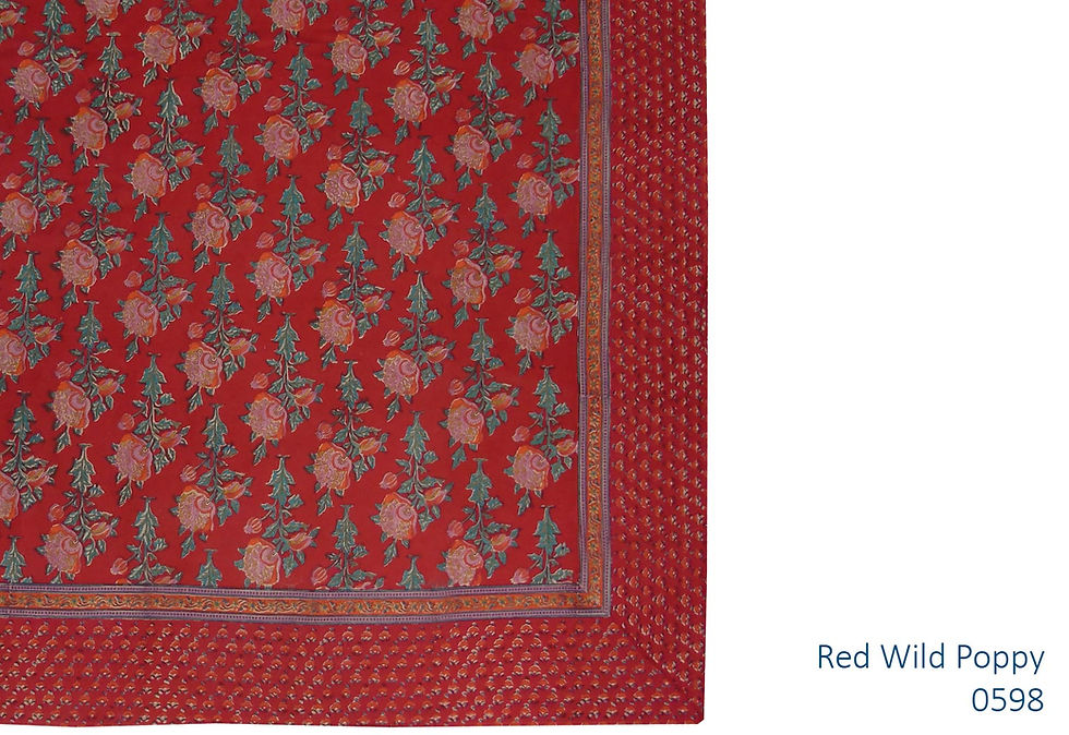 Thumbnail: Woodblock printed square tablecloths Indian ethical fairtrade