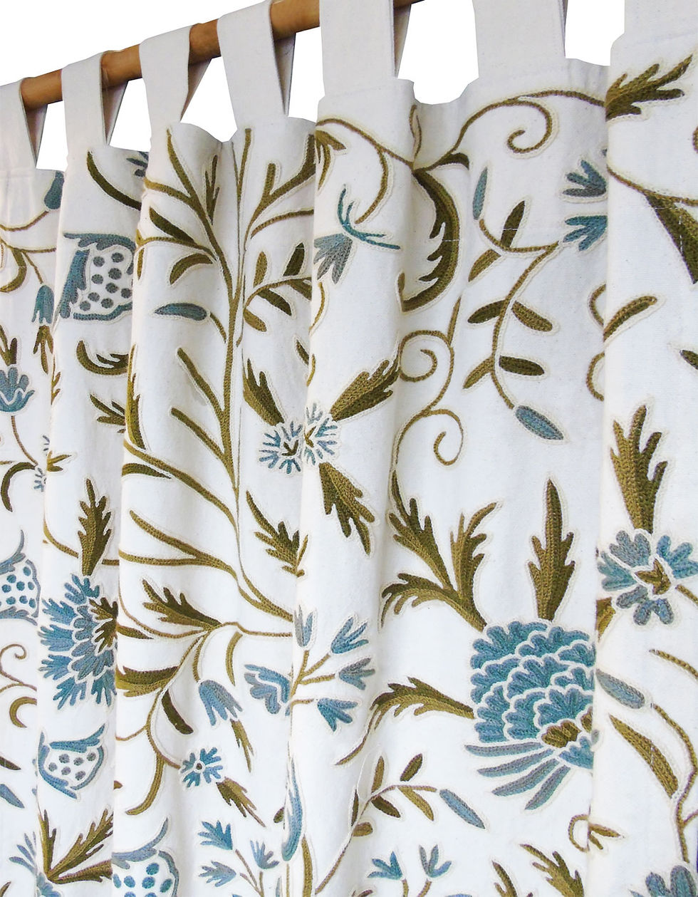 Curtains - Camellia Embroidered Crewel Work