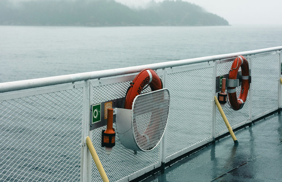 Life Saving Appliances on a railing.