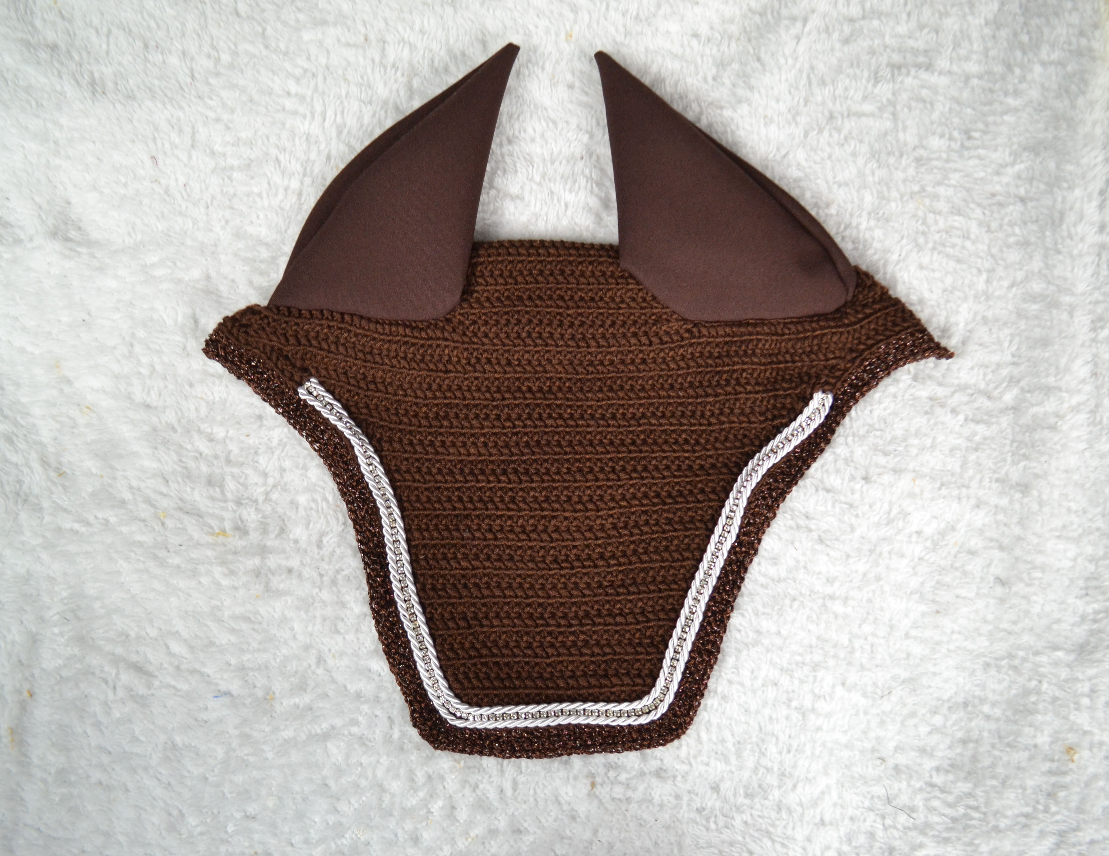 Bonnet Mi-Long Diamant | Marron chocolat, strass argentés