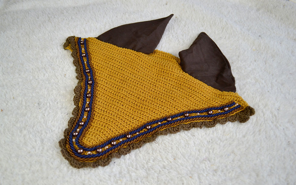 Miniature : Bonnet Mi-Long Perles | Moutarde, perles chocolat & camel