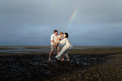 Mother's Day Mini Session at beach with rainbow
