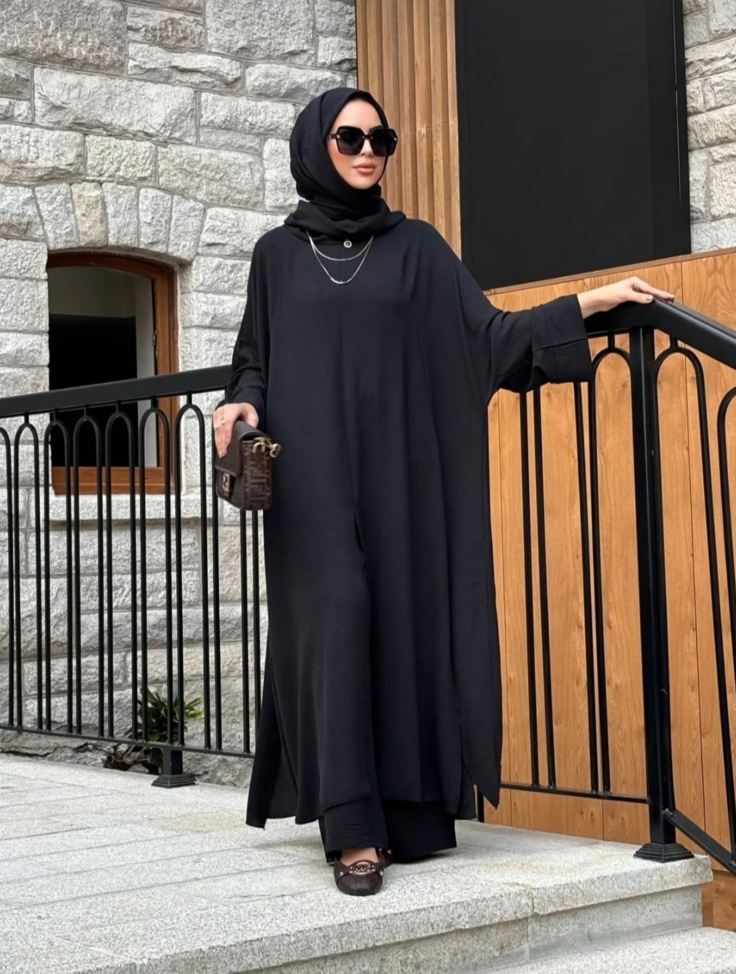 Saçaklı mira oversize ikili takım-Siyah