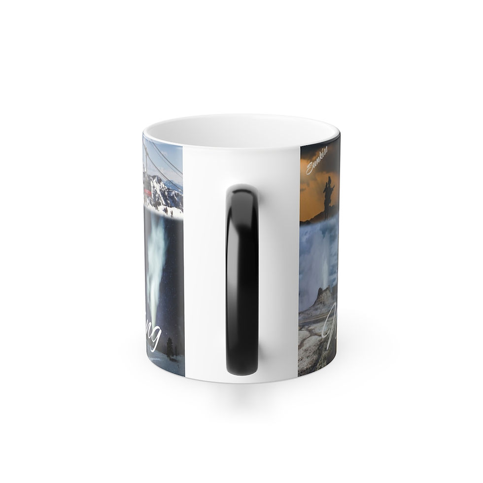 Thumbnail: Color Changing! State of Wyoming Landmarks ThermoH Morphin Ceramic Coffee Mug