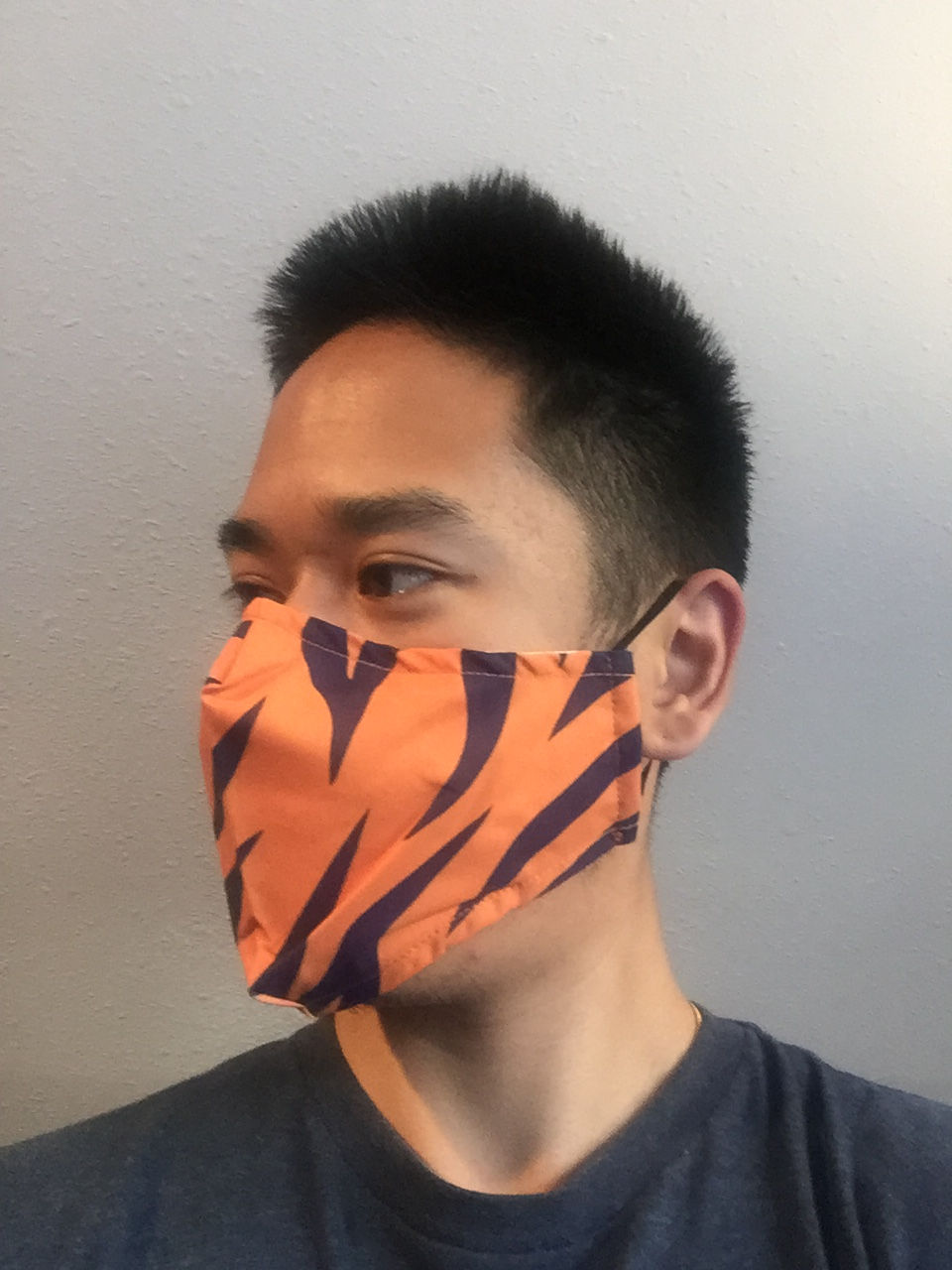 Thumbnail: Navy & Orange Tiger Stripes Face Mask