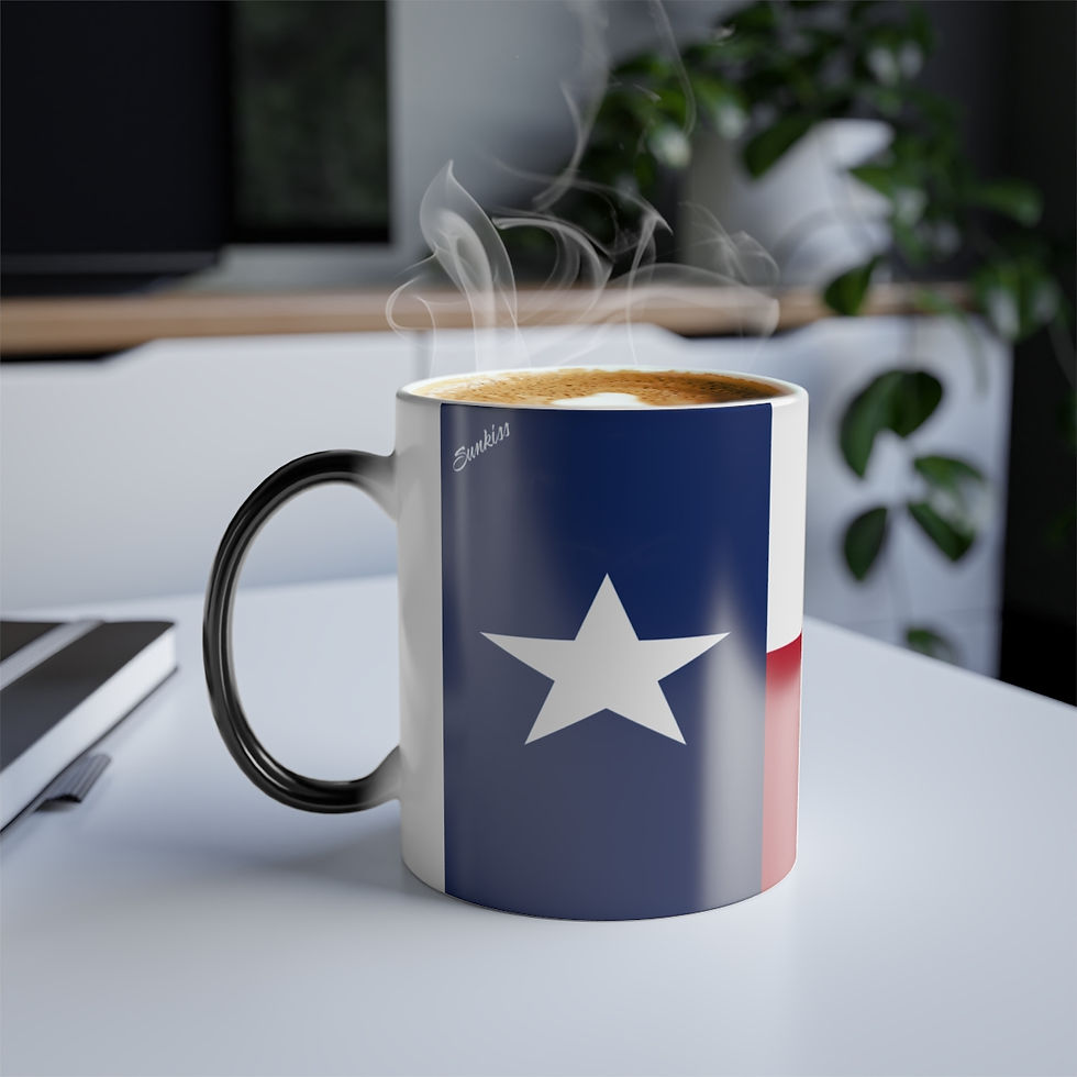 Thumbnail: Color Changing! Texas State Flag ThermoH Morphin Ceramic Coffee Mug
