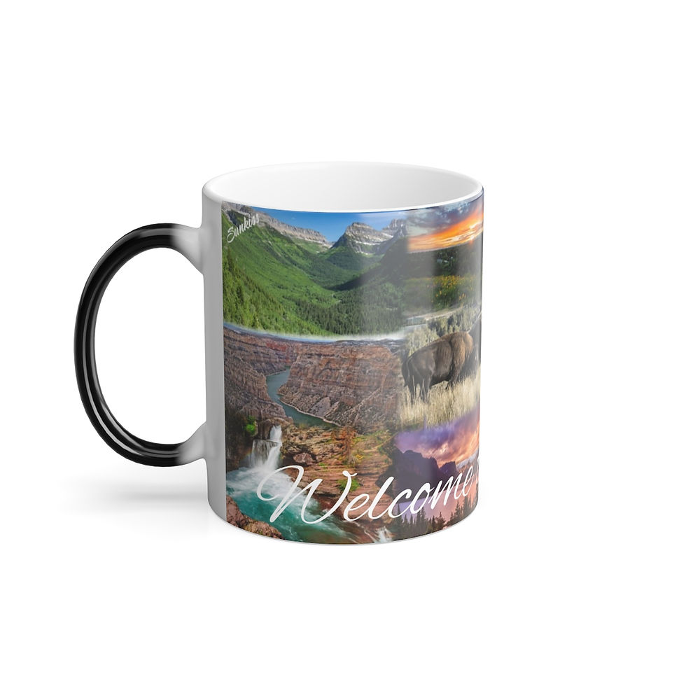 Thumbnail: Color Changing! State of Montana Landmarks ThermoH Morphin Ceramic Coffee Mug