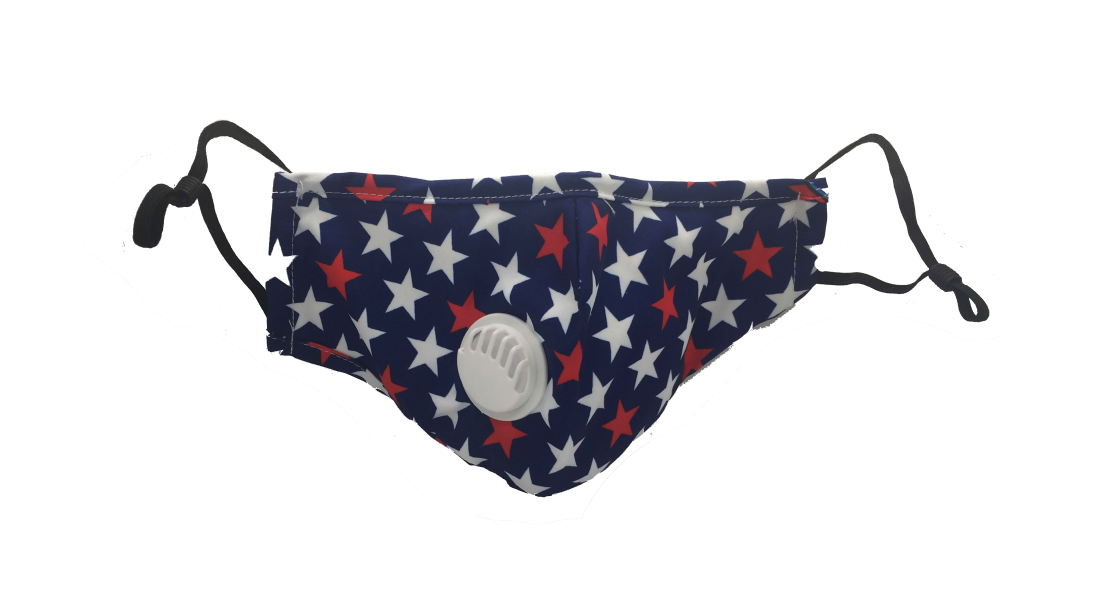 Red White & Blue Stars Face Mask with Vent Valve