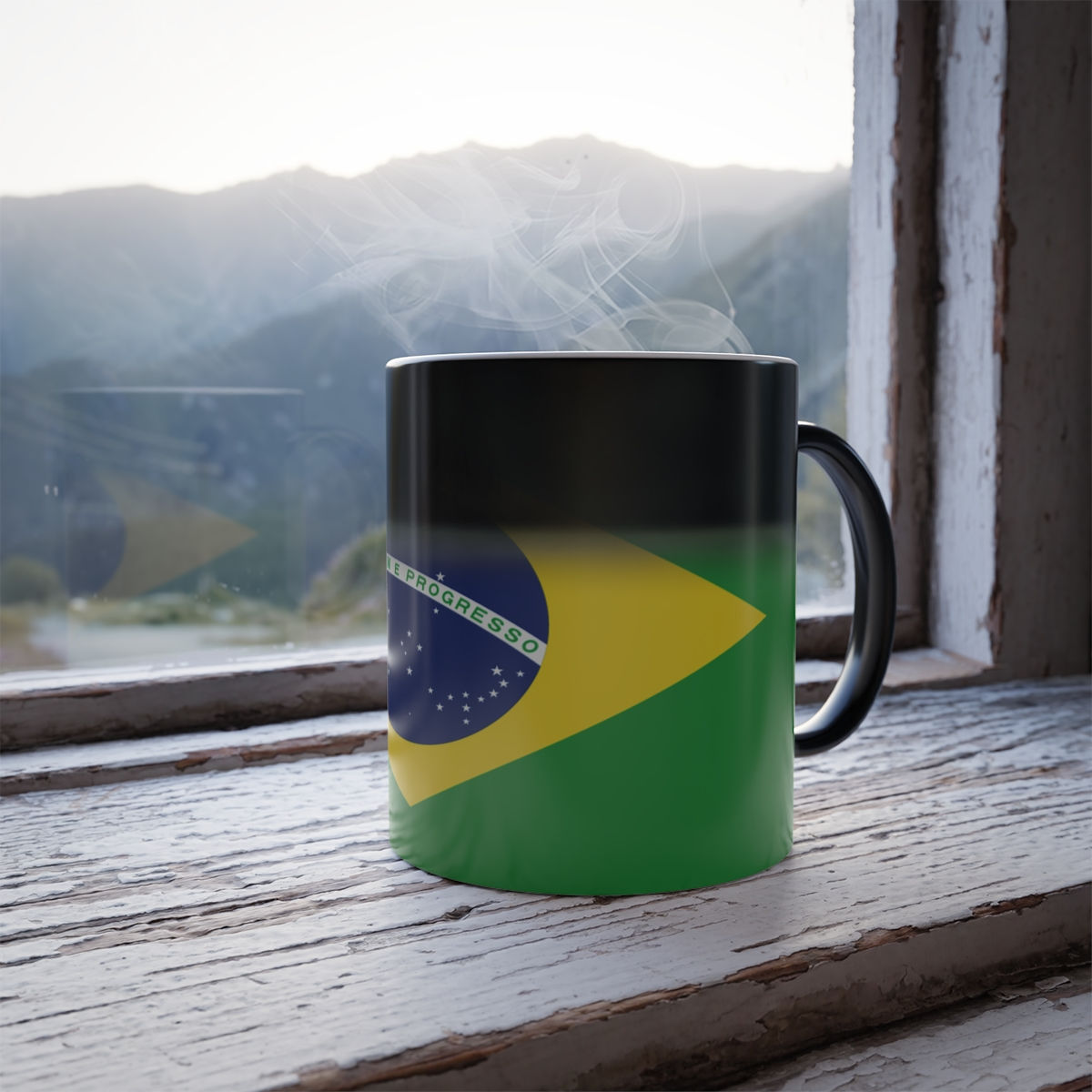 Color Changing! Brazil Country Flag ThermoH Morphin Ceramic Coffee Mug