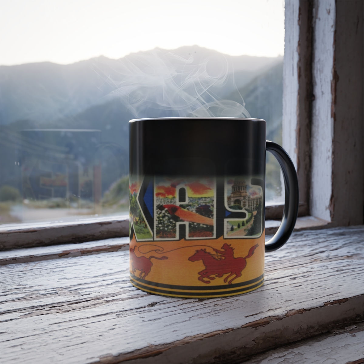 Color Changing! Greetings From Texas ThermoH Morphin Ceramic Coffee Mug