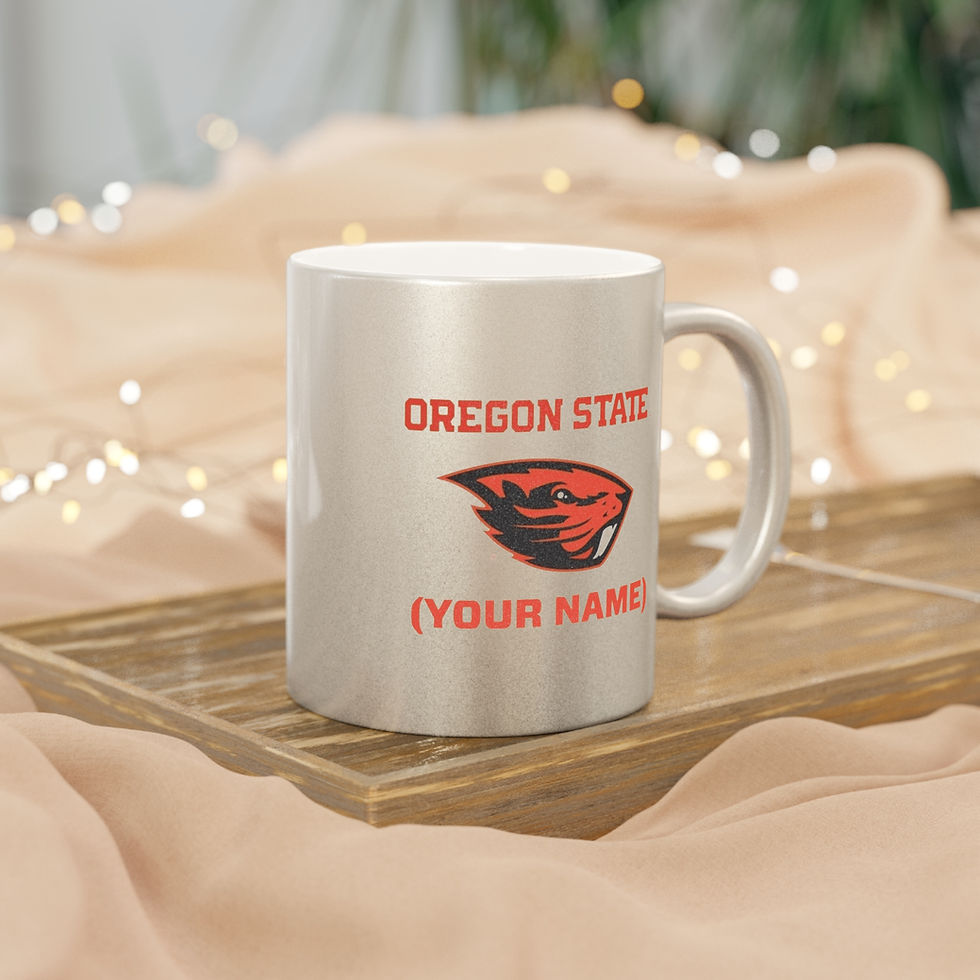 Thumbnail: Oregon State Beavers PERSONALIZED NAME (Choose Your Name) Metallic Mug (Silver)