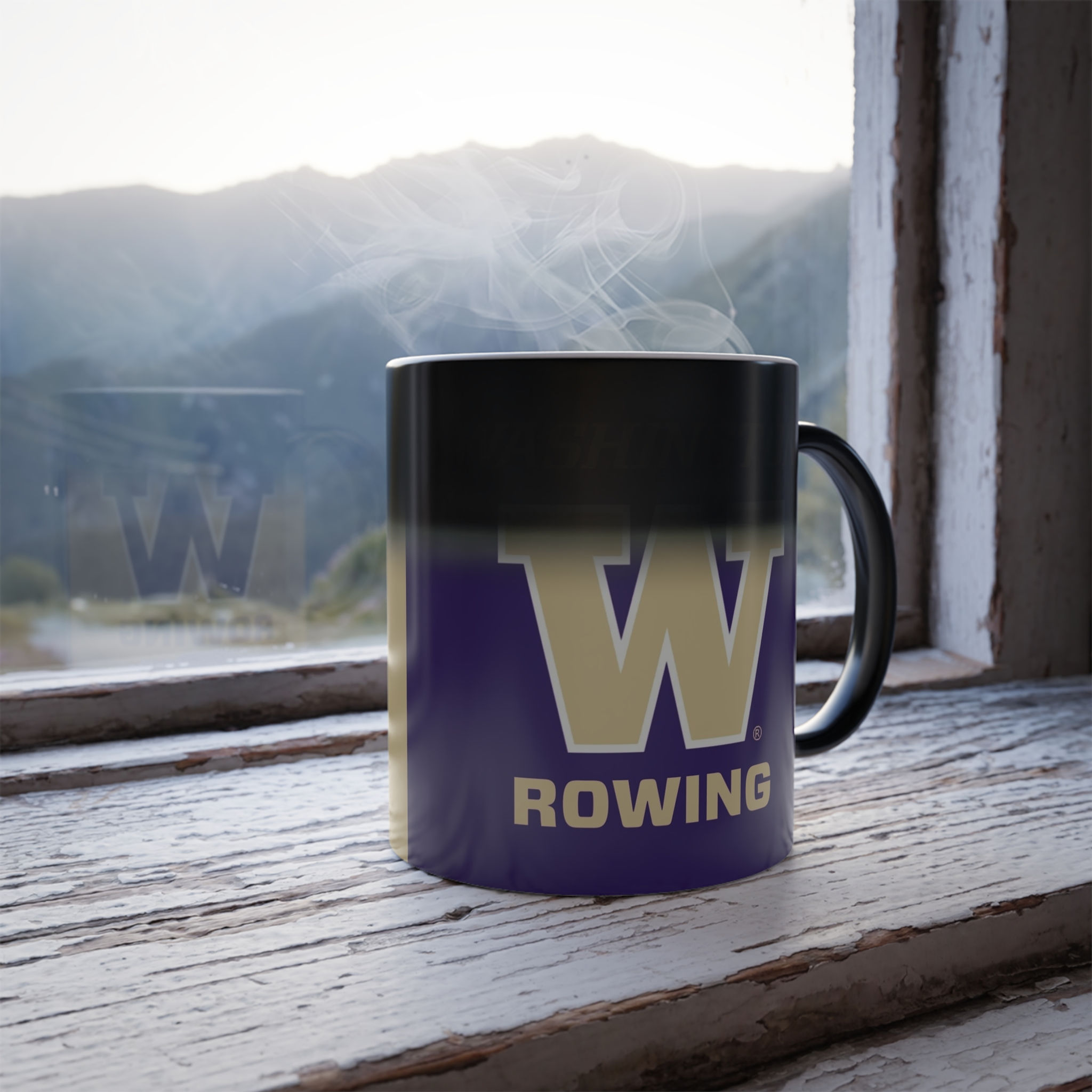 Color Changing! Washington Huskies ROWING ThermoH Morphin Ceramic Coffee Mug
