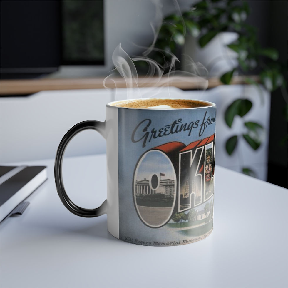 Thumbnail: Color Changing! Greetings From Oklahoma ThermoH Morphin Ceramic Coffee Mug