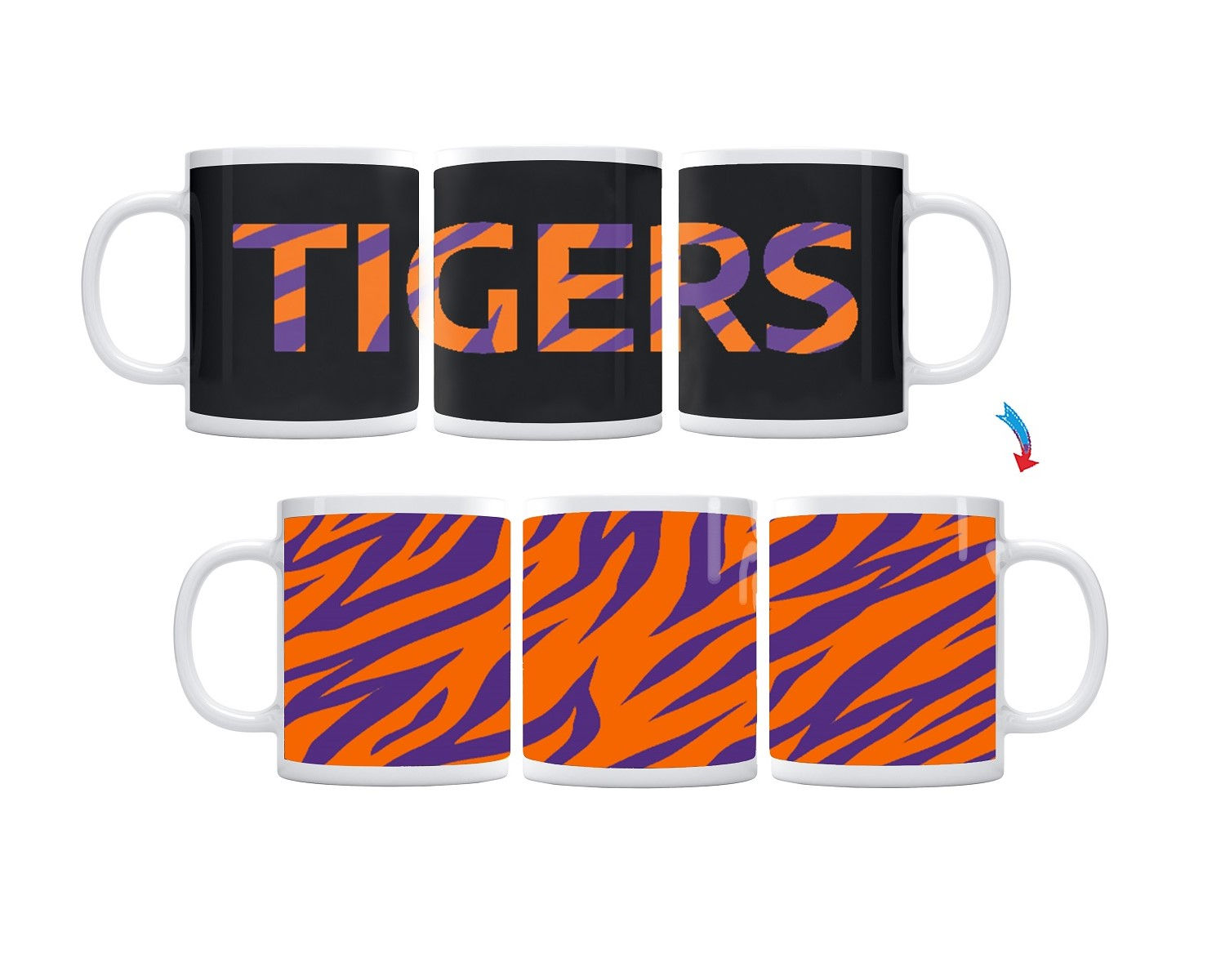 Purple & Orange Tiger Stripes ThermoH Exray Mug