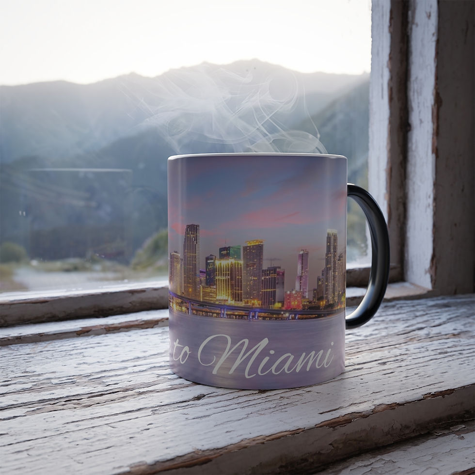 Thumbnail: Color Changing! Miami Skyline - City ThermoH Morphin Ceramic Coffee Mug