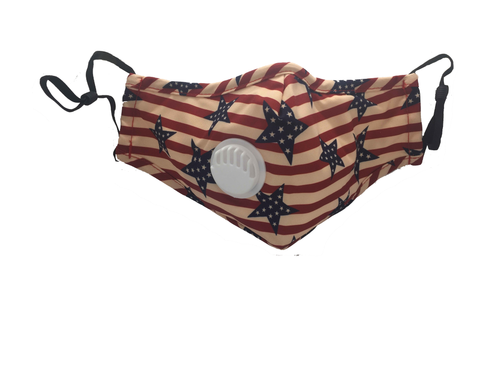 Stars & Stripes USA Flag Face Mask with Vent Valve