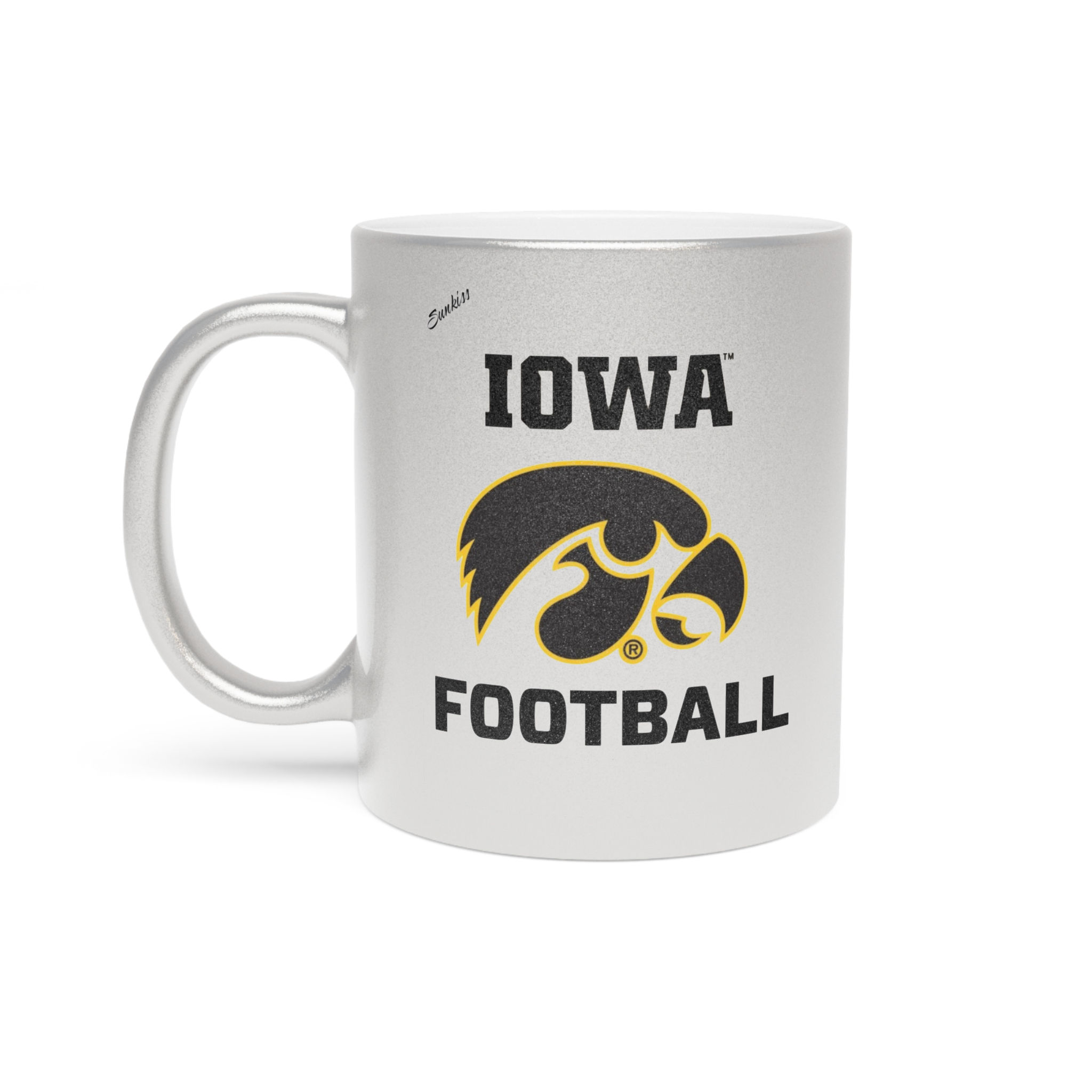 Iowa Hawkeyes FOOTBALL Metallic Mug (Silver)