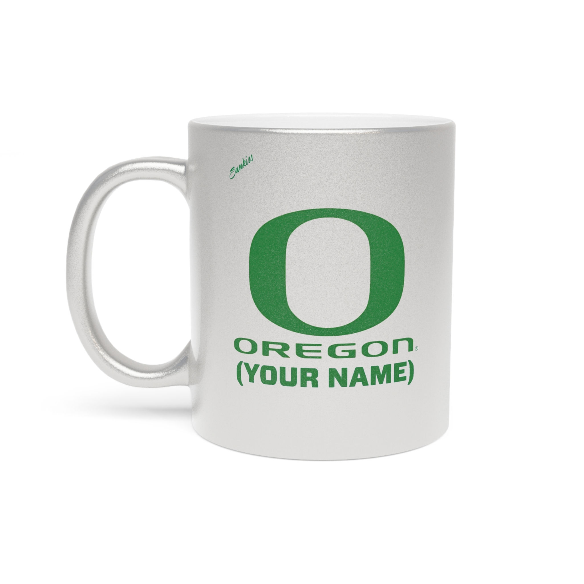 Oregon Ducks PERSONALIZED NAME (Choose Your Name) Metallic Mug (Silver)