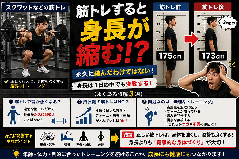 筋トレすると身長が縮む・伸びなくなるって本当?