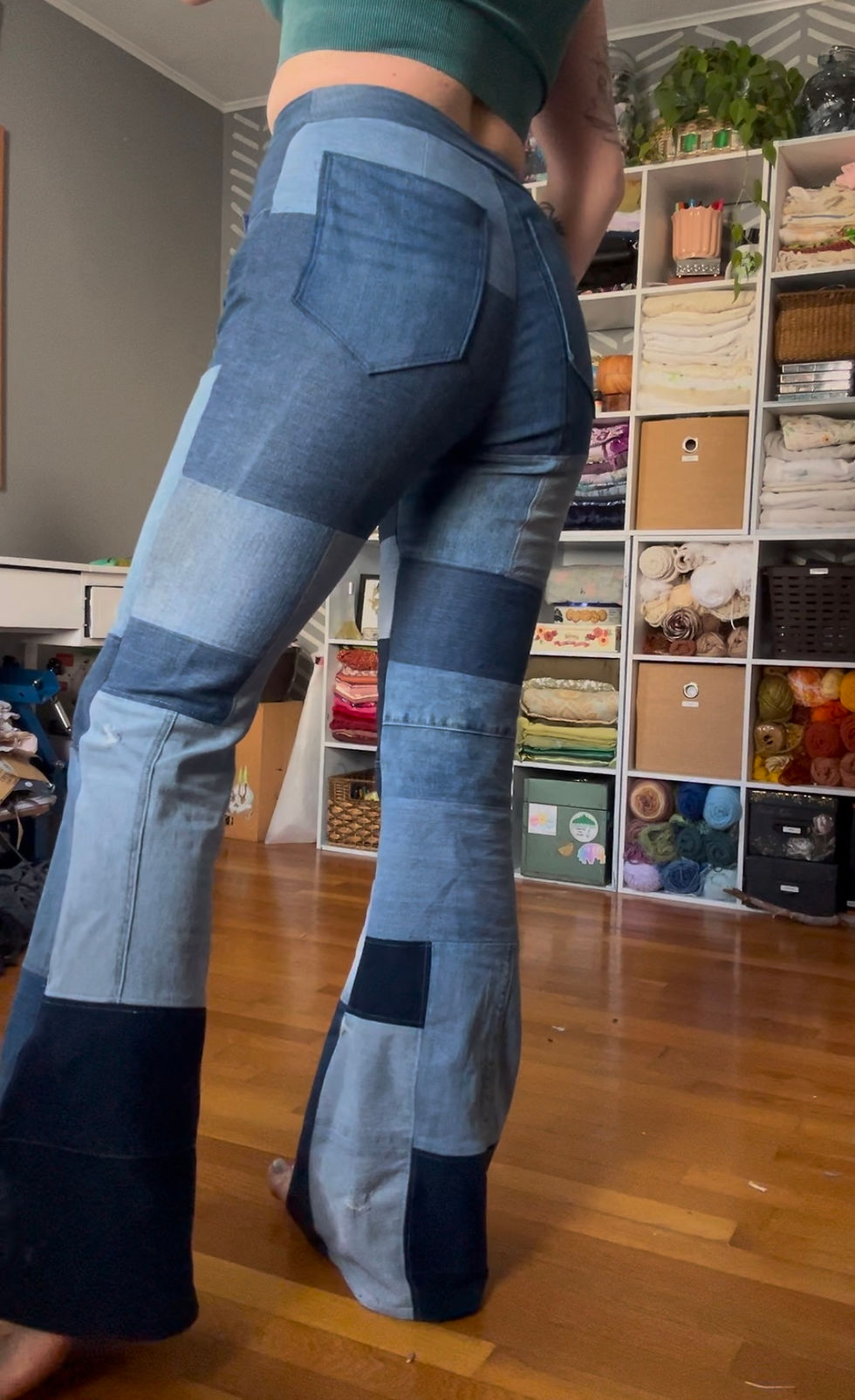 Thumbnail: Denim Patchwork Bell Bottoms
