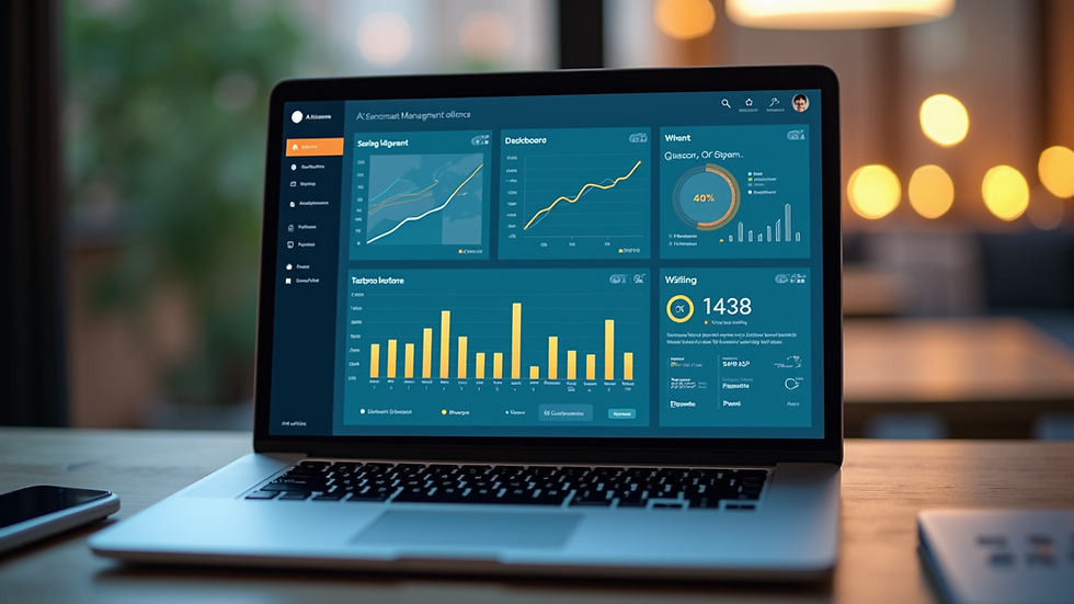 Close-up view of a laptop screen displaying alliance management software dashboard
