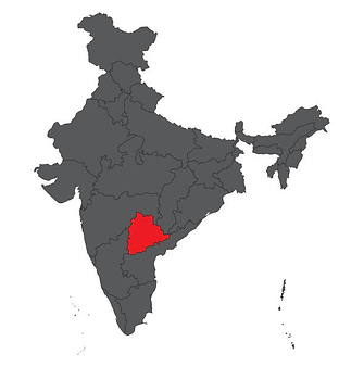 Telangana state highlighted on map of india