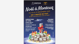 Affiche pour le marché de Noël des commerçants et artisans de Montcuq 2025