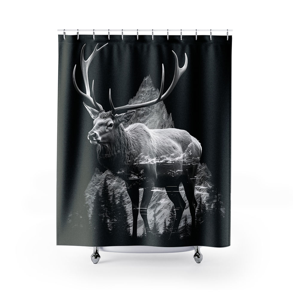 Elk Shower Curtain, Rustic Woodland Bathroom, Cabin Home Decor Nature Lover Gift Free Shipping