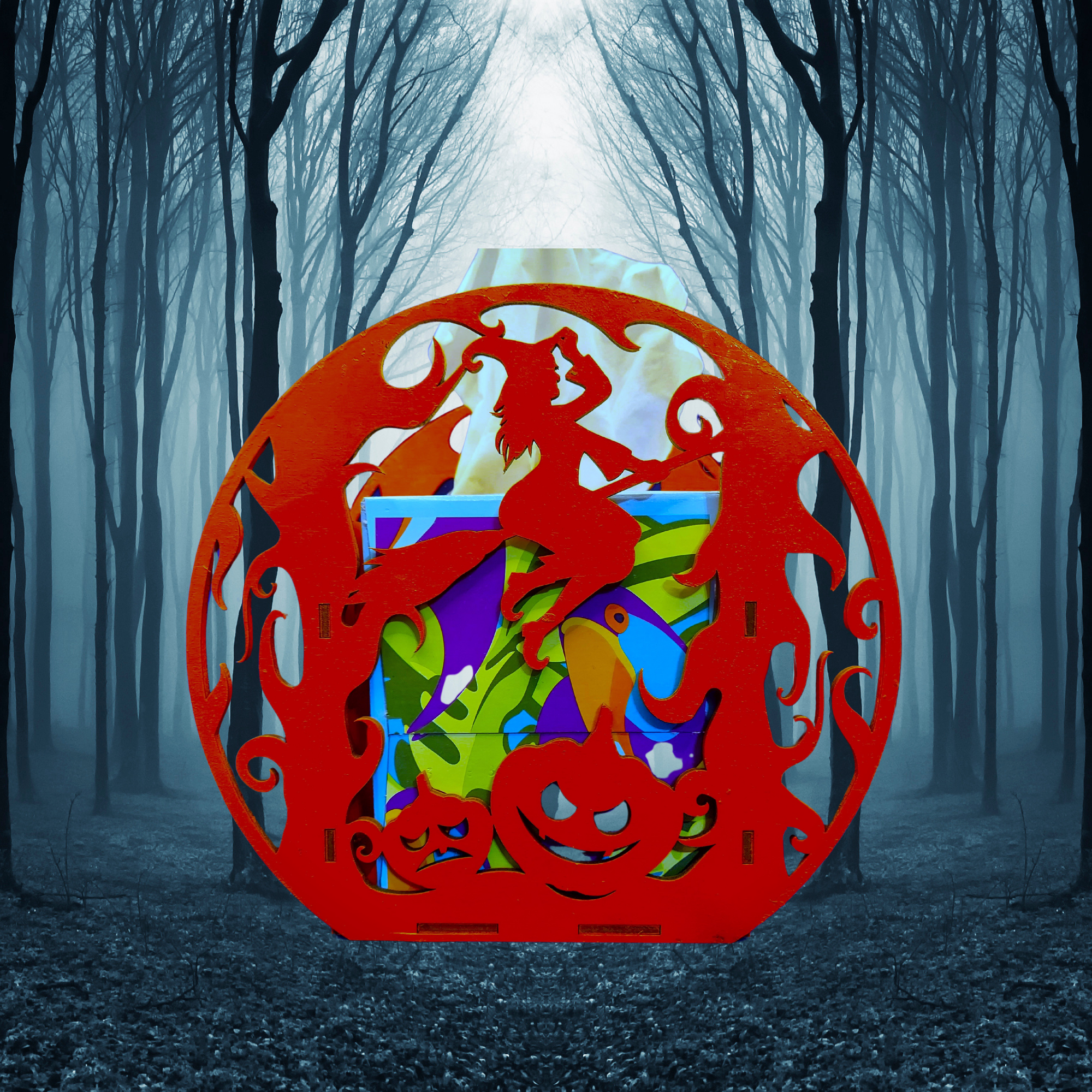 Halloween Tissue Box Holder and Tealight Lantern.