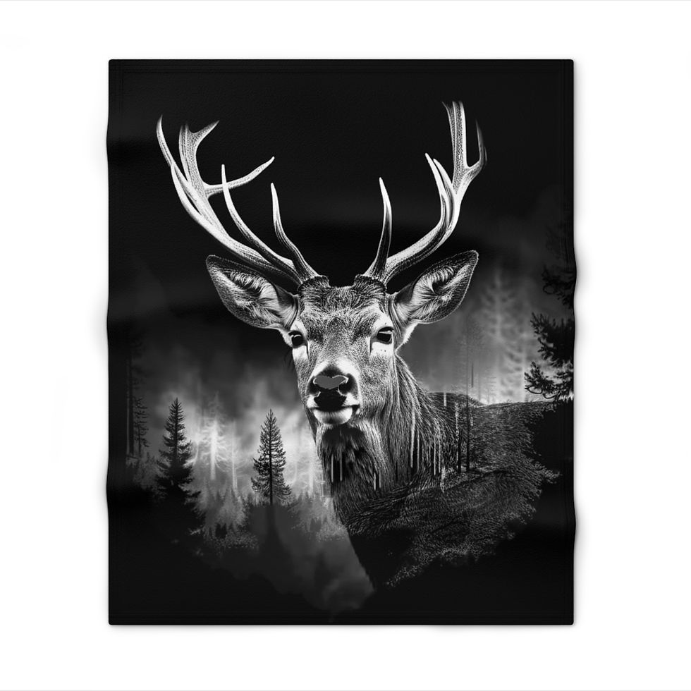 Thumbnail: 3D Double Exposure Deer #2 In The Forest Throw Blanket