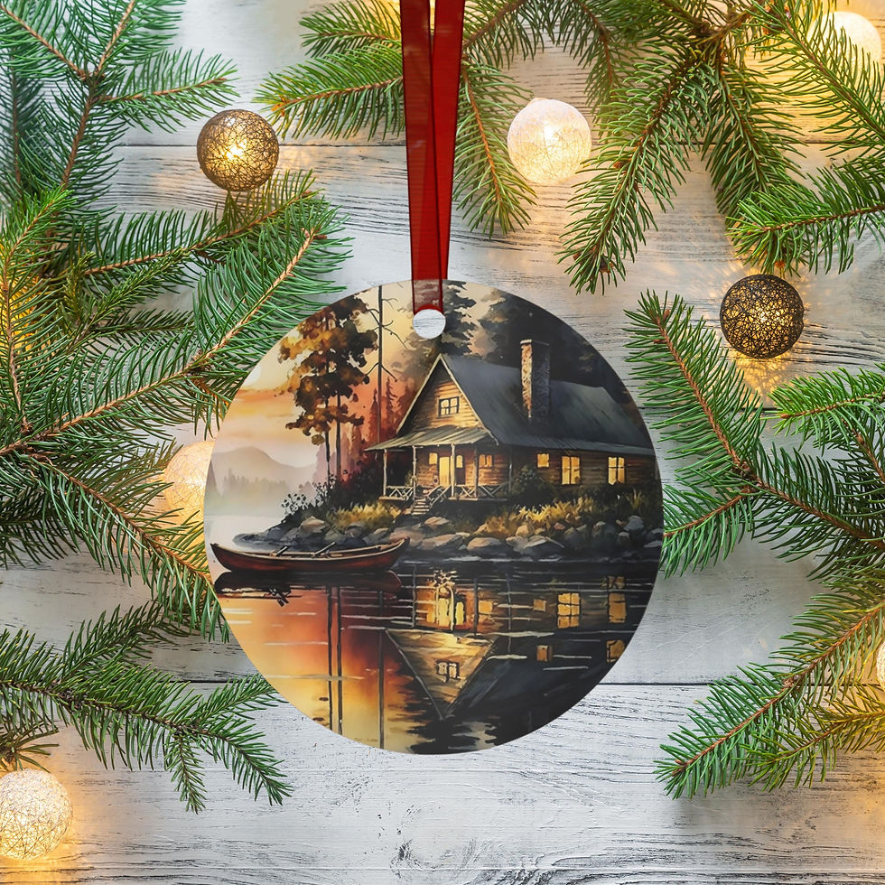Thumbnail: Rustic Lake House Ornaments, Cabin, 2 Sided, 7 Design Choices Country Home Decor