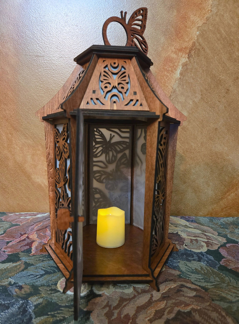 Thumbnail: Tealight Lantern, Rustic Butterfly, Valentine Gift,Cottagecore Pagoda Style Top, Flameless Tealight Included,16 Color Choices