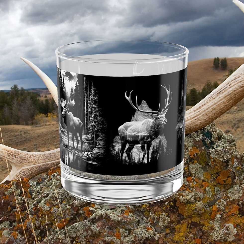 Wildlife Animals Rocks Glass 10oz - Elk Bear Moose Deer Wolf Forest Animal Gift Free shipping