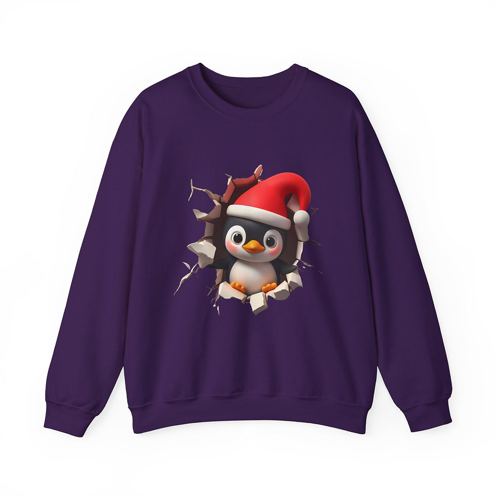 Thumbnail: Funny Christmas Sweatshirt, Silly Penguin Butt,Unisex,Front-Back Design, Holiday Humor Gift for Him-Her,Cozy Warm,3D Graphics