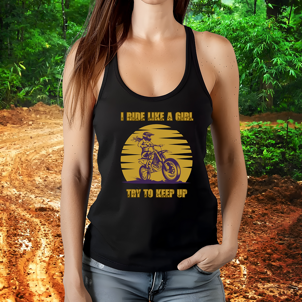 Thumbnail: Dirt bike  Motorcross Ride Like a Girl Racerback Tank