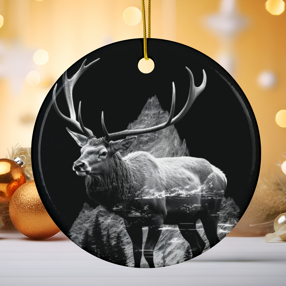 Thumbnail: Wilderness Elk Christmas Ornament, Double-sided Outdoorsman Gift Rustic decor Free Shipping