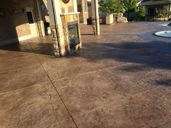 backyard stamped concrete sealed